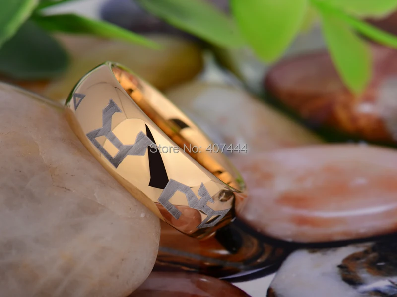 Бесплатная доставка YGK JEWELRY Лидер продаж 8 мм Новый золотой купол Звездные Врата ворота адрес Новый Вольфрам обручальное кольцо из карбида