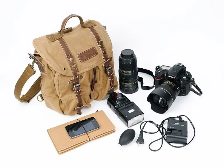 Винтажная профессиональная Водонепроницаемая холщовая DSLR камера видео сумка фото плечо SLR рюкзак для canon eos Nikon Pentax Fujiflim