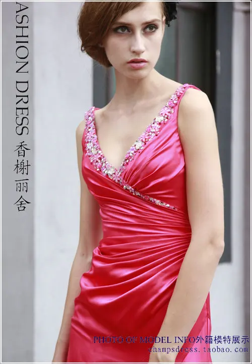 2018 Новая Мода vestidos Красный Длинный Атласный халат de soiree v-образный вырез кристалл formales вечерние Сексуальная Вечеринка Выпускной платье