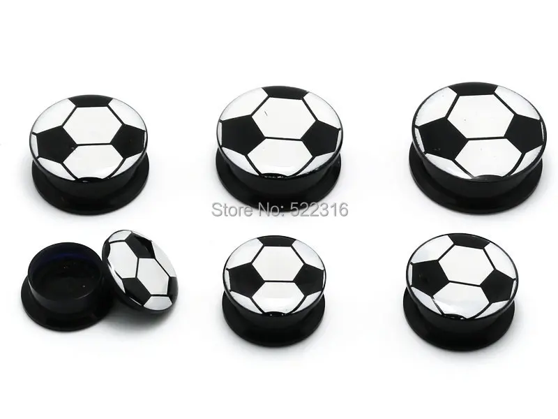 Футбол мяч footballlogo картина штекер уха черный акрил внутренняя резьба размеры Подвески Бесплатная доставка Mix пирсинг ювелирные изделия