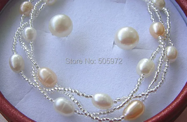 Wholesale Fashion Real Freshwater Pearl Jewelry Set, Bridal Jewellery Set, Exquisite Bridal Wedding Jewelry Set Accessory