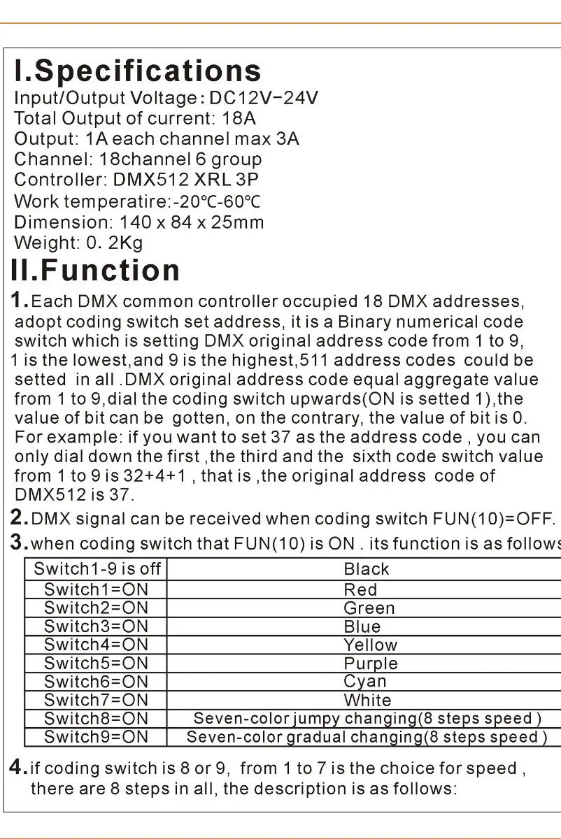 18CH DMX контроллер dmx512 диммер декодер(XLR и RJ45) для RGB Светодиодные ленты модуль контроллер DC 12-24 В