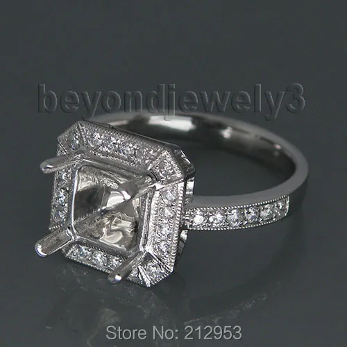 Винтажное обручальное кольцо принцессы, 7 мм, цельное кольцо 18kt из белого золота с полукреплением WU200