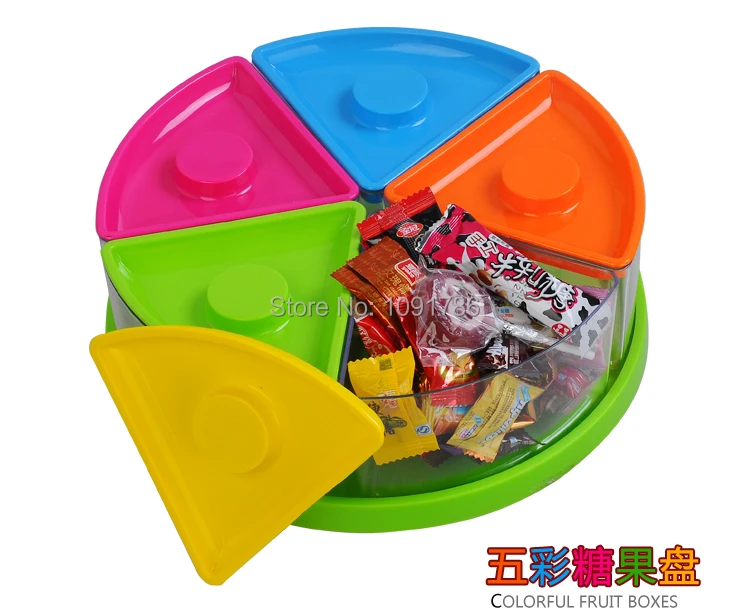 Красочные модульные диск вращения тарелки для фруктов конфеты блюдо вращающийся диск формат независимый сушеные фрукты сушеные закуски лоток коробка