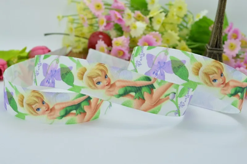 50Y DUWES 7/" 22 мм Tinker Bell напечатанная лента grosgrain, лента для волос «сделай сам» материалы ручной работы оптом OEM
