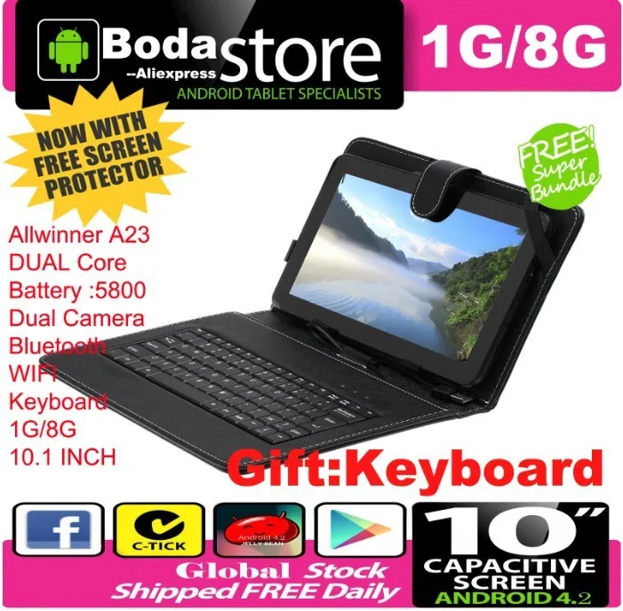 Boda Android Планшеты ПК 10," дюймов Cam Cortex-A9 Allwinner A33 1,5 ГГц 8 ГБ/1 ГБ w/температура для планшета и ПК 10 дюймов