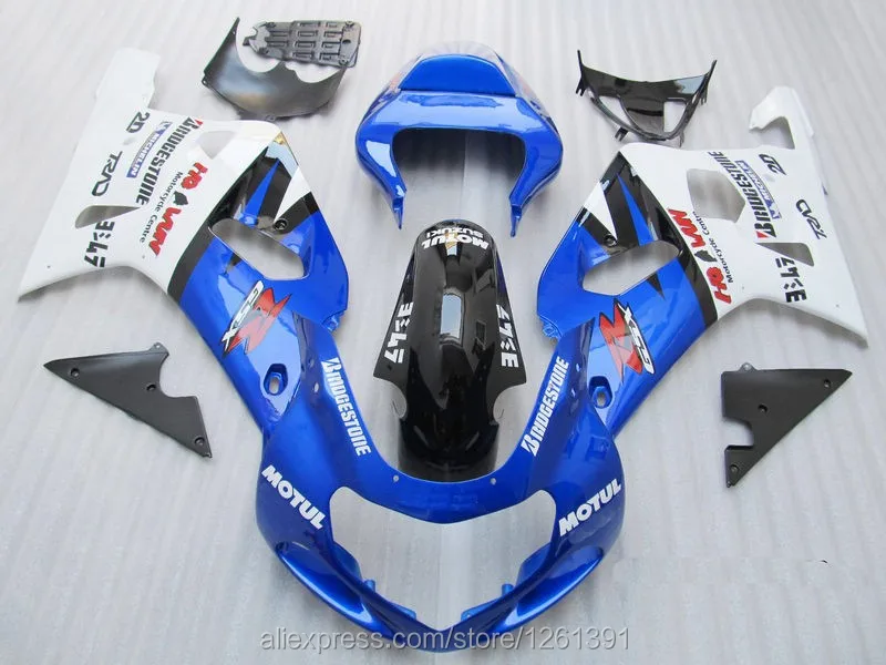 Инъекции обтекатель для SUZUKI 2001 2003 GSXR600 GSXR750 K1 01 02 03 GSXR 600 750 WhiteBlue GSXR600 750 01 02 03 Обтекатели Наборы