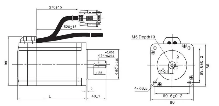 Leadshine dc Серводвигатель 86HS40-EC 566 унций(4,0 нм) 2-двухфазовый, размер NEMA 34 шагового двигателя с 1000 он-лайн кодер& 0,551 ''вал