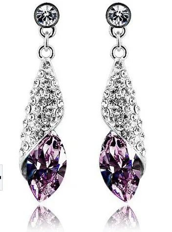 Pendientes Brincos Роскошные Длинные Diamante Серебряный Красный Кристалл серьги Красный горный хрусталь украшения