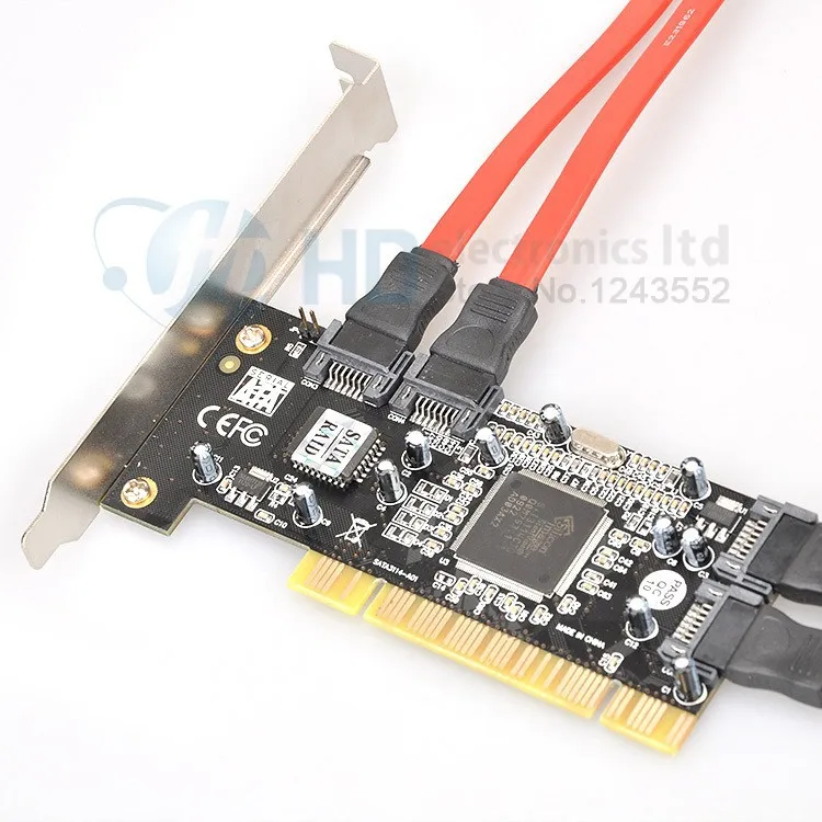 1 шт., новинка, 4 порта, SATA, PCI контроллер, RAID карта, 4 SATA, SERIAL ATA, PCI контроллер, RAID I/O карта, ПК+ кабель