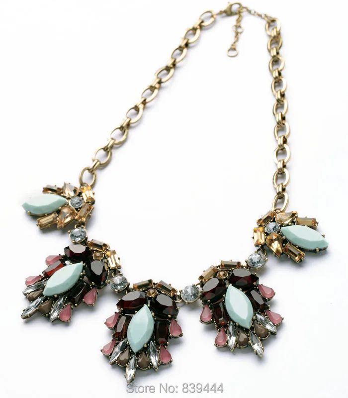 Новинка 2014 года Модные украшения Заводская цена высокое качество Юбилей Jewelry Винтаж цветочный Многоцветный Цепочки и ожерелья