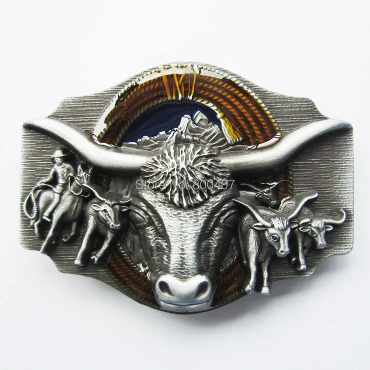 Новая Винтажная эмаль Longhorn Rodeo Bull пряжка для ремня в западном стиле guertelschnalle Boucle de ceinture BUCKLE-WT098