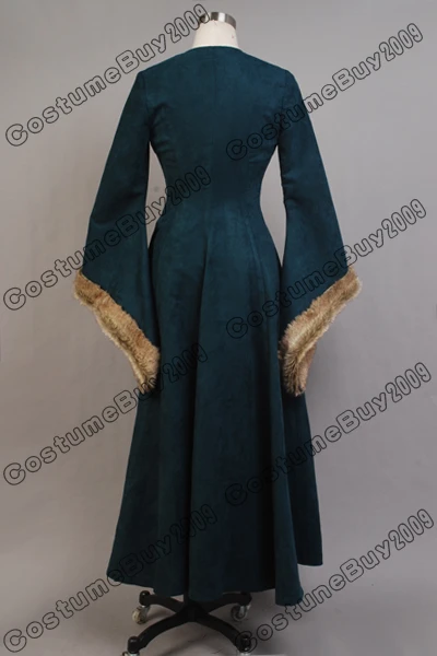 Игра престолов catelyn старк хэллоуин косплей костюм темно- зеленой длинное платье для женщин