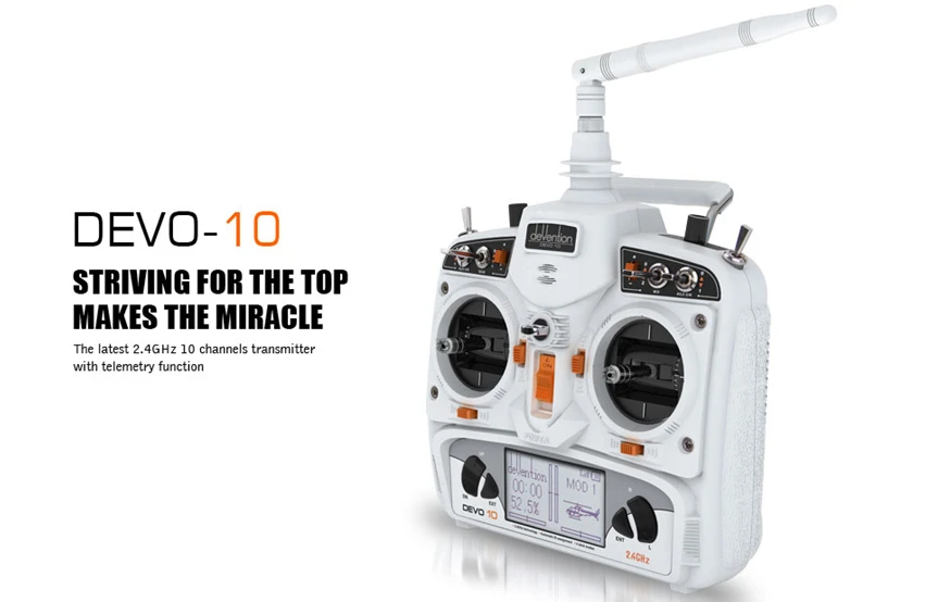 Walkera белый DEVO 10 2,4G передатчик 10 каналов с функцией телеметрии FPV версия RX1002 приемник