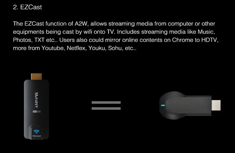 Measy A2W HDMI Miracast Wifi Дисплей ТВ приемник беспроводной ключ Ezcast Dlna Airplay tv Stick для Android IOS Windows