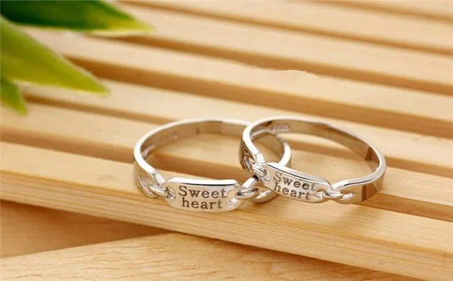 Uloveido 2 шт. Jewelry серебряные кольца пара для мужчин и женщин обручальное кольцо набор ювелирной моды Sweet Heart гравировки Ringen кольца для женщин бижутерия женское J054