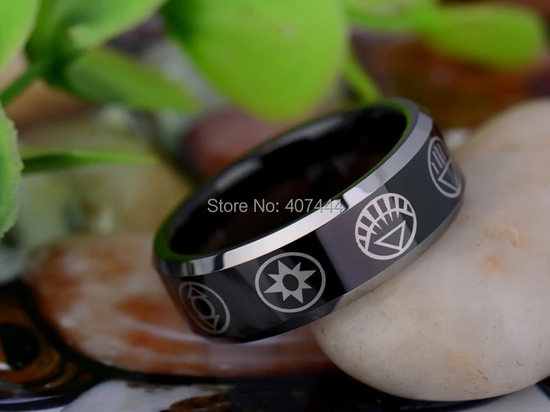 Бесплатная доставка YGK Jewelry Лидер продаж 8 мм черный два тона зеленый Фонари Darkest Night Вольфрам обручальное кольцо из карбида