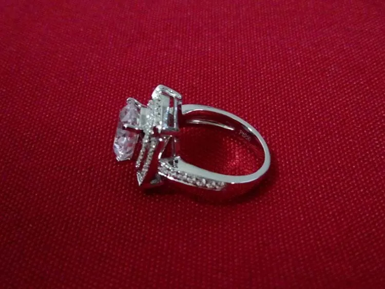 Подлинная Silver 3CT diamond Обручение кольцо Для женщин заявление Юбилей Love подарок для подруги натуральная чистого серебра кольцо