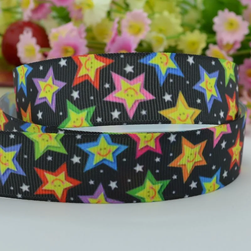 50Y duwes 7/" 22 мм со звездным принтом полушерстяной лентой, hairbow DIY ручной одежды материалы оптом OEM