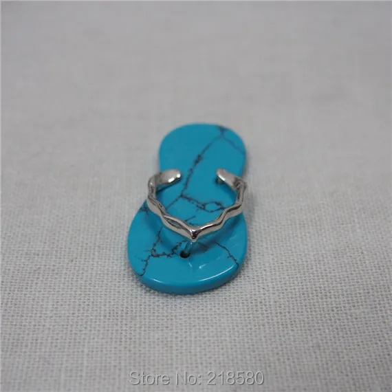 H-dp35 пляж ювелирные изделия услышав камень Howlite шлепанцы Кулон Тапочки Шарм Серебряный 40 мм x 20 мм