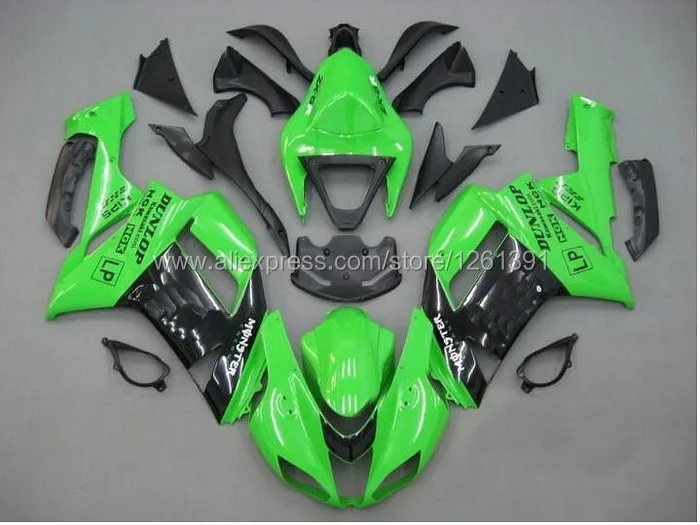 Инъекции цвета: зеленый, черный обтекатель комплект для ниндзя ZX 6R 636 07 08 ZX-6R 07-08 ZX6R 2007 2008 ZX 6R 07 08 кузов и Freecustom