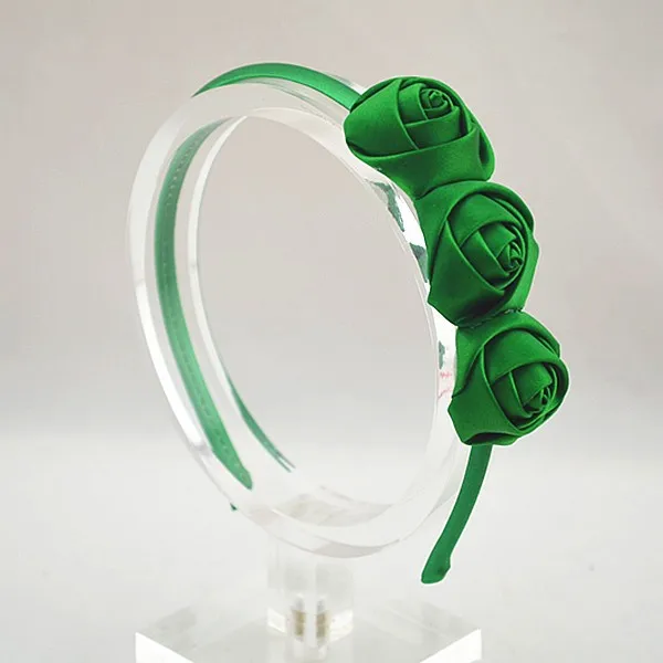 Порядок Trail Рождественский тройной Атласные Розы Hairband DIY Мини розетки Атласная покрыты оголовье аксессуары для волос 30 шт./лот