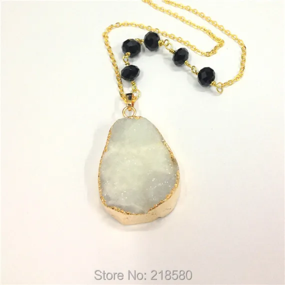 Sn-062 Druzy ювелирных изделий Белый Агат Кластера Кулон Цепочки и ожерелья с Розария цепи