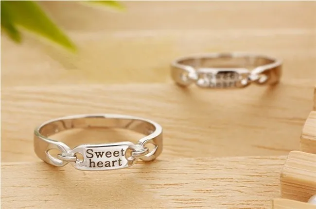 Uloveido 2 шт. Jewelry серебряные кольца пара для мужчин и женщин обручальное кольцо набор ювелирной моды Sweet Heart гравировки Ringen кольца для женщин