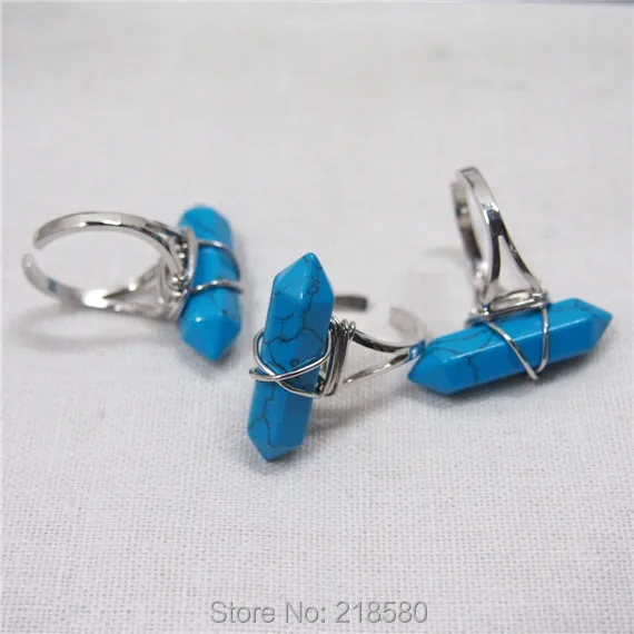 Sr-010 Исцеление Камень Howlite точка кольцо серебро Провода завернутый кольцо