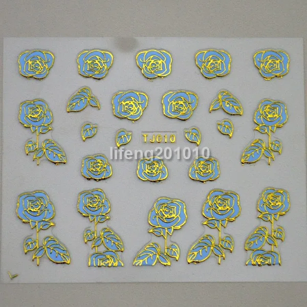 Розничная упаковка, 5 листов/партия, 3D штамповка, синий цветочный дизайн, наклейки для дизайна ногтей, украшения, самоклеющиеся наклейки для телефона, RTJ010