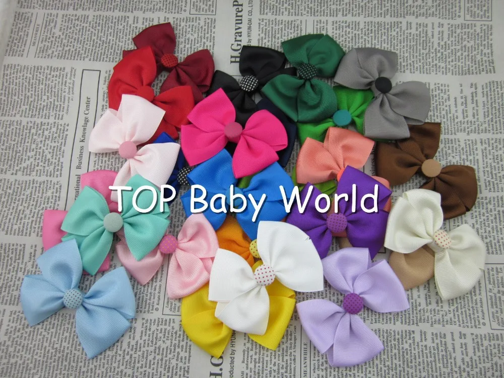 XIMA 50 шт./лот 3 дюймовая атласная лента банты для волос с кнопкой для детей аксессуары для волос банты без зажима