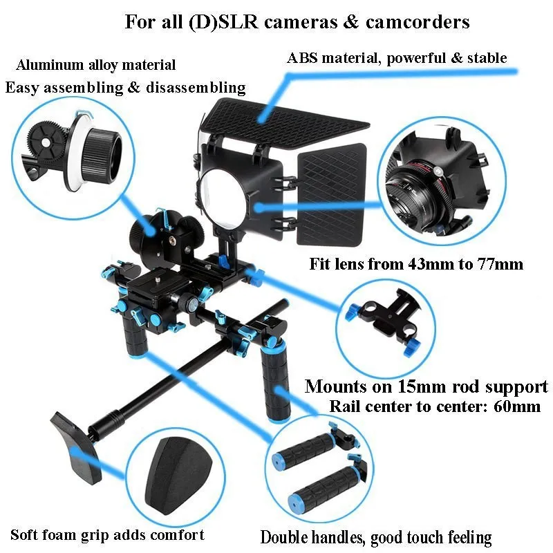 Lightdow Quick Release Clamp ЦЗК с изменением фокуса FF с регулируемый ремешок на ремне на щиколотке для 15 мм Фиксатор для стойки 60D 600D 5D2 GH2 D7000