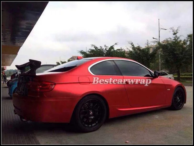 METALLIC Matte Chrome Red Vinyl Car wrapping Film Foil (4)
