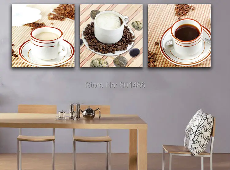 Кухня холст Книги по искусству Кофе Bean Кофе чашки Печать на холсте стены Книги по искусству Декор Современный Книги по искусству работы