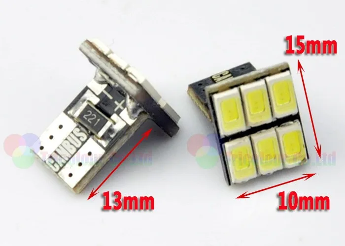 Autoec 100x T10 W5W T10 194 168 5730 6 SMD может-ошибка шины со светодиодной подсветкой Габаритные огни чтения Лампы для мотоциклов белого и синего цвета интерьера Light# lb65