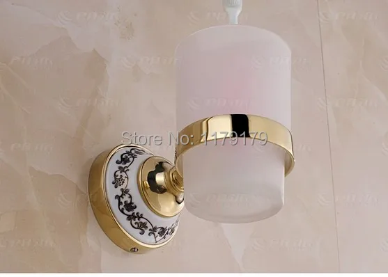 Античная латунь Ванная комната чашки и стакан держатель, один зубных щеток аксессуары для ванной комнаты 16884 г