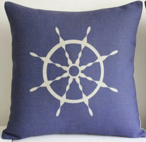 US SELLER 2pcs pillow cases lighthouse wheel seaside nautical cushion cover