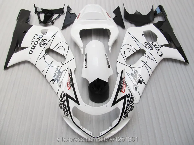 Инъекции обтекатель для SUZUKI 2001 2003 GSXR600 750 01 02 03 GSXR600 GSXR750 K1 01 02 03 GSXR 600 750 Черный/белые Обтекатели Наборы