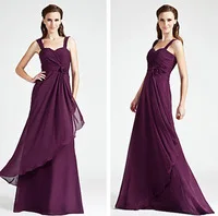 Elegant Spaghetti Straps Sweetheart Chiffon Long Purple Junior Bridemaid Dresses 2013 Free Shipping BD8037