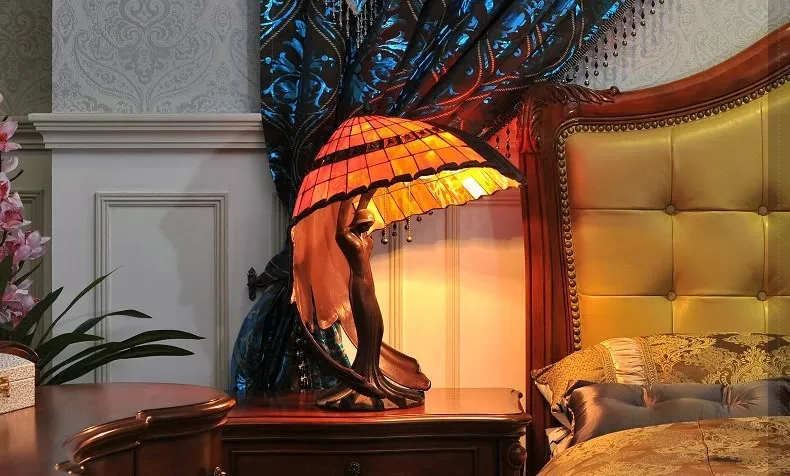 Тиффани лампы летающие женские гостиная полный из высококачественной меди антикварные стеклянные лампы художественные коллекции бар освещение бар