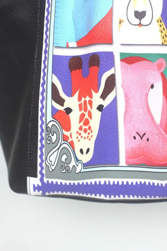 Большой Для женщин из натуральной кожи сумка изображениями животных комплект Shopper Сумочка коровьей мода Девушка b364