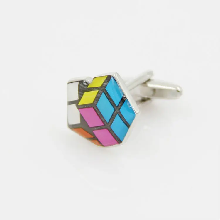 Медь cufflilnks красочные Кубик Рубика ребенок cufflinksfree доставка