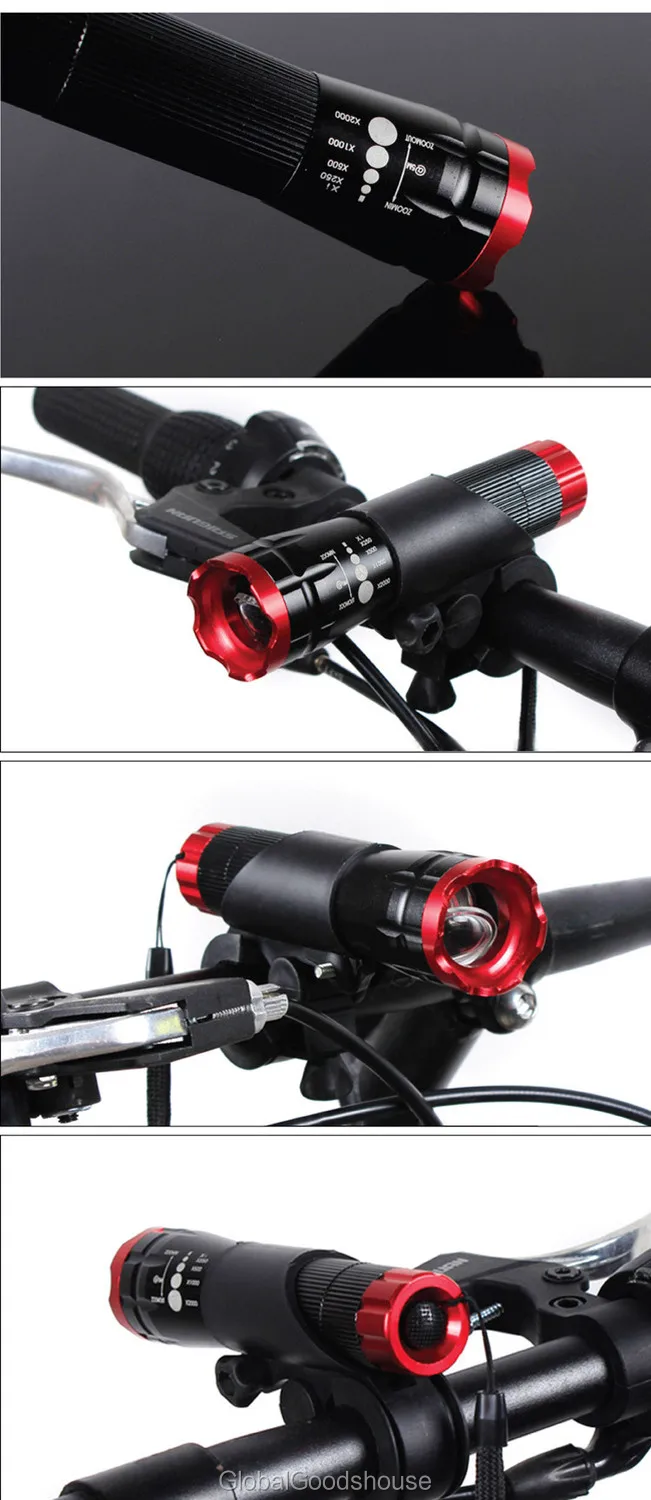100 компл./лот CREE Q5 фонарик для верховой езды свет факелов блики светодиодный фокус фонарик с Bike Mount