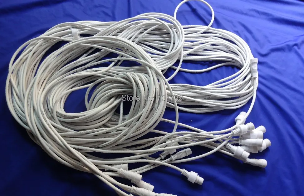 3 ядра 3,0 м длинный водонепроницаемый Удлинительный кабель Мужской и Женский; белый цвет: Мужской диаметр подключения: 15 мм