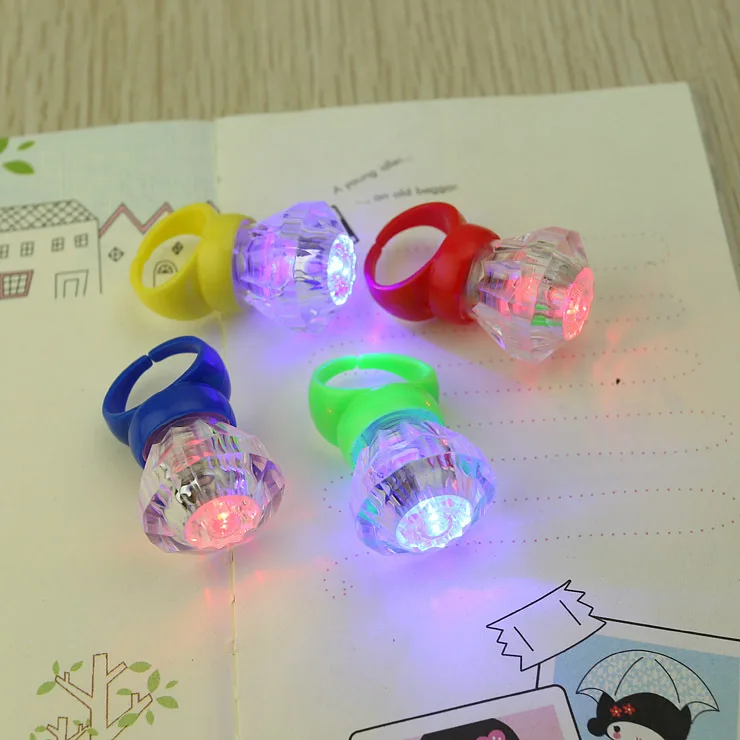 12 pcs LED Ring Simulation Big Diamond Toys Finger Rings for Bachelor Party Bar