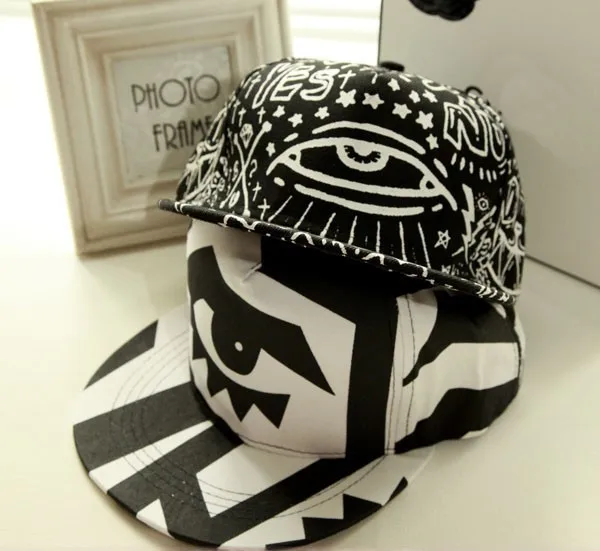 Новая мода унисекс Snapbacks черный, белый цвет граффити средства ухода для век личность хип хоп кепки повседневное Бейсбол кепки Солнцезащитная шляпа