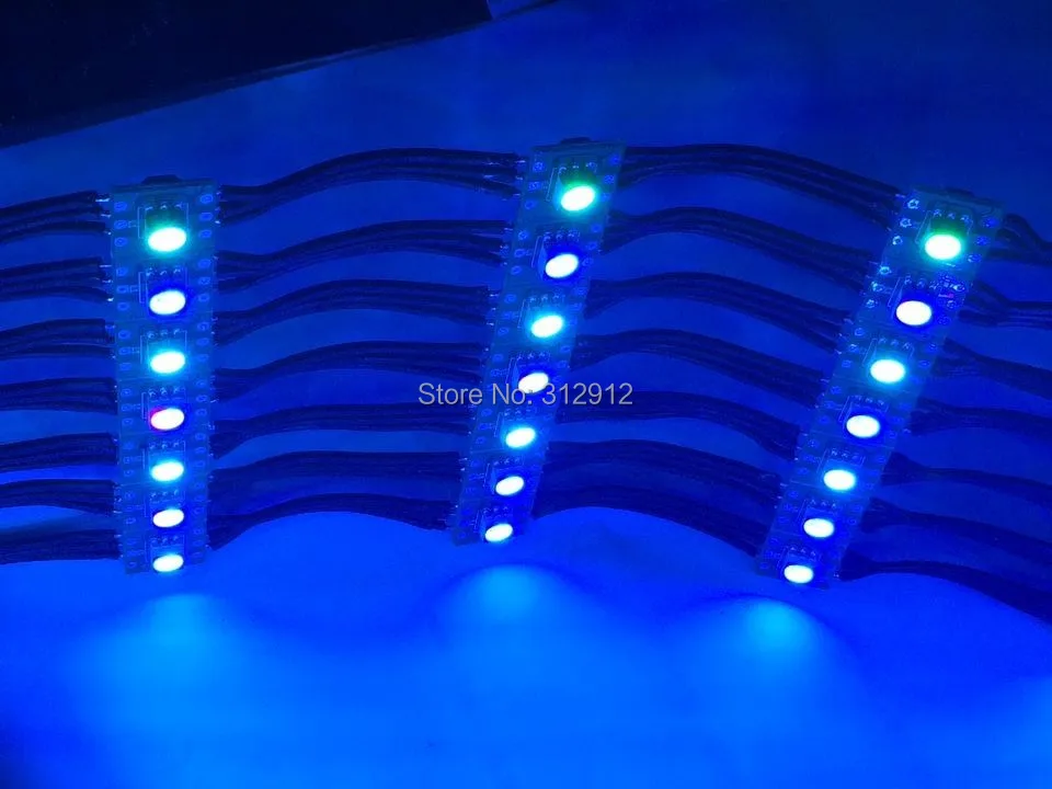 Черный DC12V WS2811 LED 5050 SMD Pixel узел; 100 шт. строка; черные провода; 5 см провода интервал