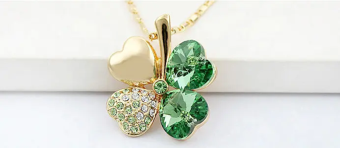 Четыре Листа Клевера Ожерелья Подвески Кристалл с Элементами swarovski 18 К Позолоченные Старинные Ювелирные Изделия Для Женщин 900