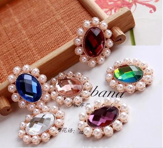 Кристалл buttons200PCS 25*20 мм металлическая кнопка со стразами/жемчужные кнопки свадебное украшение, Скрапбукинг Салфетка кольцо аксессуары