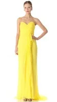 2013 Best Selling Modest Sweetheart A Line Yellow Bridesmaid Dresses Long Chiffon Ruched Wedding Guest Dresses BD8027